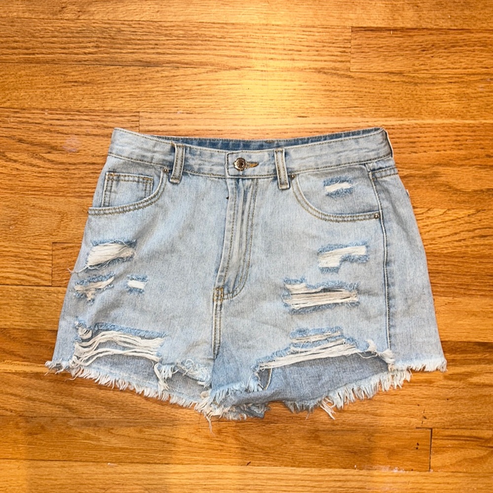 Shein light wash jean shorts